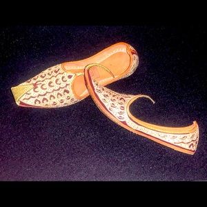 🎁Turkish Slipper shoe curly toe leather&metallic